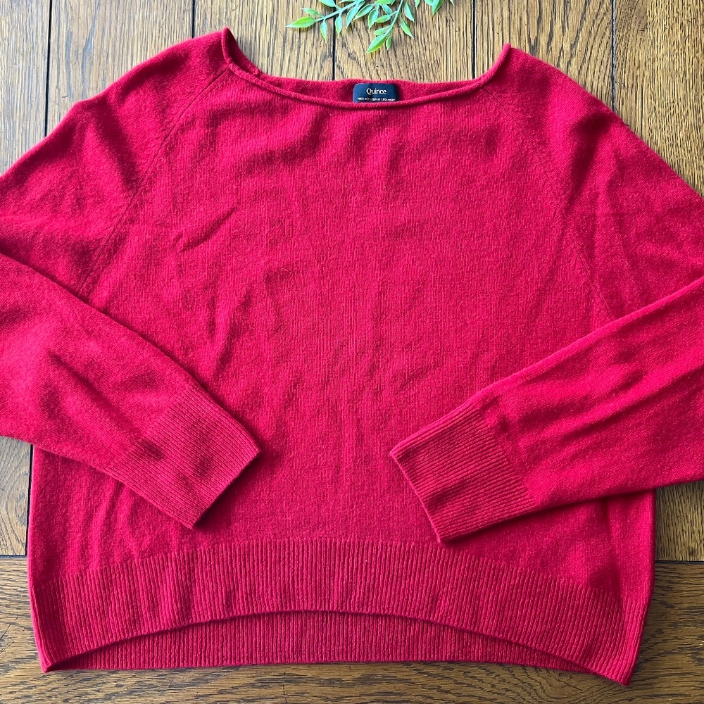 QUINCE Red Mongolian Cashmere Boatneck Sweater XL